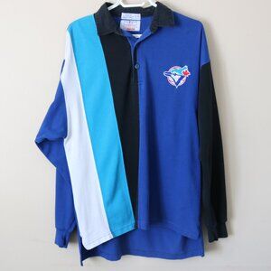 Vintage Toronto Blue Jays STARTER Long Sleeve Polo Shirt Sz Large